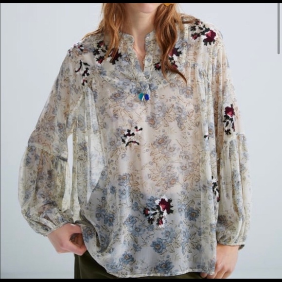 Zara flower print boho blouse - Picture 3 of 3